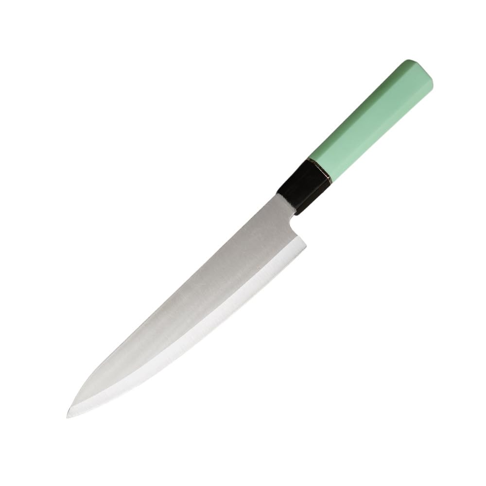 Machado Stainless Steel Japanese Sekiryu Sashimi Sushi Fish Knife with Octagonal Handle, Green (Pack of 1)