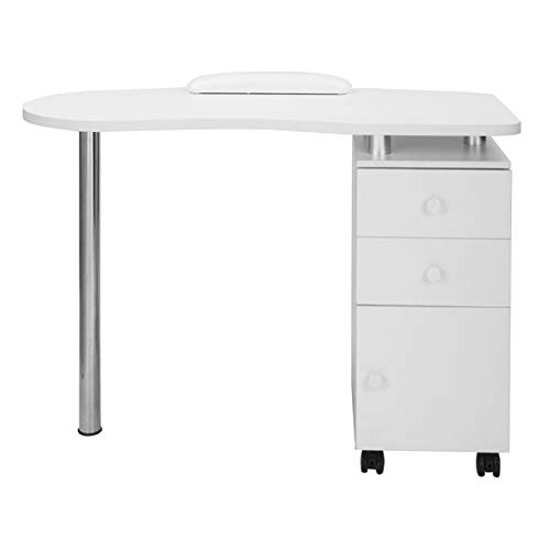 FFAN with Triamine, Stainless Steel, One Door, Two Drawers, Manicure Table, Removable, with Hand Pillow White