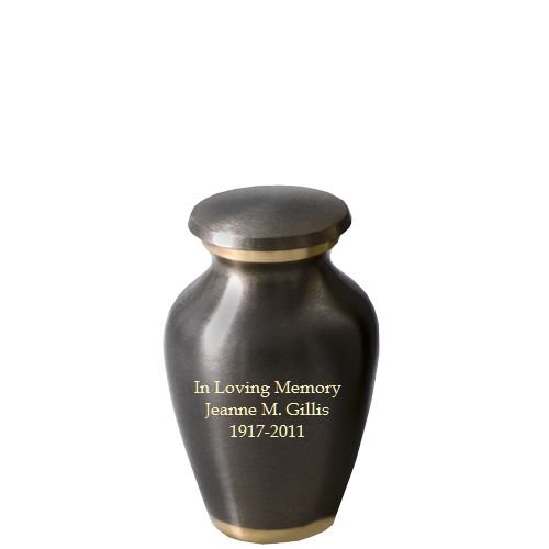 Memorial Gallery Custom Engravable Dark Pewter with Two Gold Bands Cremation Urn (3", Engraved)