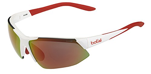 B-CLEAR Trivex Bolle Breakaway TNS Fire Oleo AF Sunglasses - Shiny White/Orange, Medium/Large