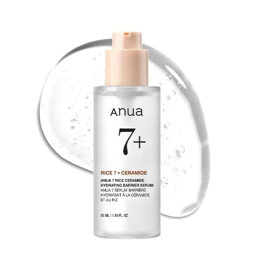 ANUA RICE CERAMIDE 7 HYDRATING BARRIER SERUM, Brightening, Hydrating Serum for Face, Rice, Hyaluronic Acid, Niacinamide, Fragrance-free, Non comodogenic, Glass Skin, Korean Skin Care, 50ml/1.69fl.oz.