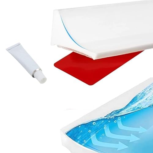 LitenyxSilicone Collapsible Threshold Water Dam Barrier Strip for Shower, Self-Adhesive Corner Kitchen Sink, Bathroom tub Water Retaining Stopper (2 Meter, White)