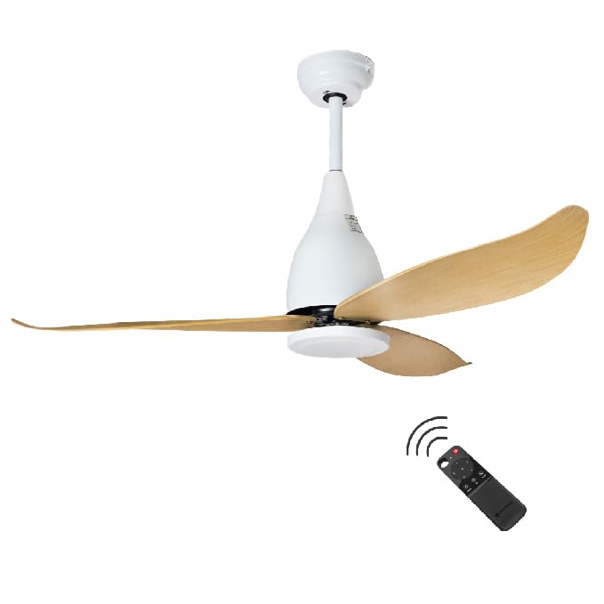 Aera Treen -10 1110mm Wooden Ceiling Fan | Noiseless 210 RPM High Speed 65W AC Motor with Remote Control | Pine-Colored ABS Blades | Premium Ceiling Fan (White) | TREEN10