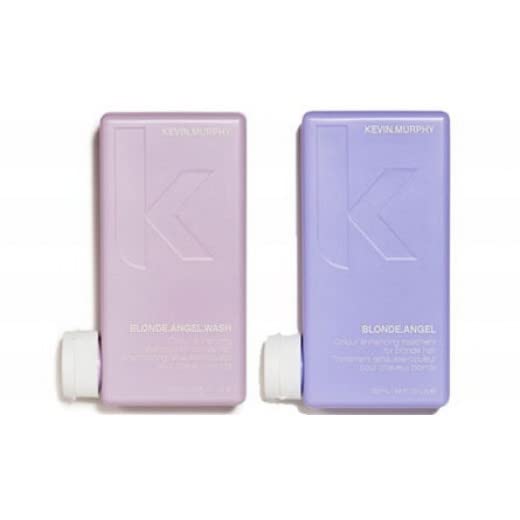 Kevin Murphy BLONDE.ANGEL.WASH & BLONDE.ANGEL - Purple Shampoo for Blondes - Blonde Colour Conditioner - Colour Enhancement Hair Care - Colour Safe - Paraben/Sulphate Free - 250 mL / 8.4 fl oz, 2 Pack