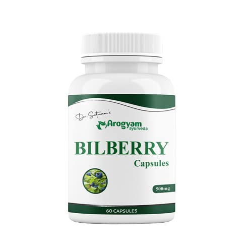 AROGYAM Bilberry Capsules 500mg For Healthy Eye Vision | Bilberry Extract, Dietary Supplements (Pack of 1-60 Capsules)