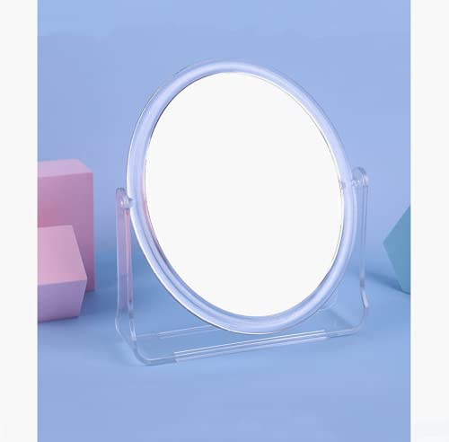 Mirror Acrylic Transparent Makeup Mirror Double-Sided Desk Mirror Desktop Mirror Desk Mirror Travel Mirror Lovely Mirror 360-degree Rotating Mirror (Small Transparent Oval)