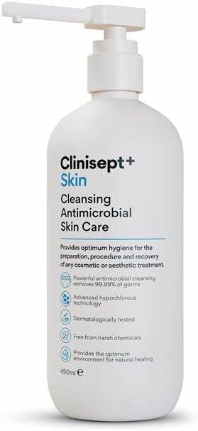 Clinisept+ Skin 490ml with Pump | Cleanser + Anti-Microbial | Large Clinic Size | Procedure Aftercare