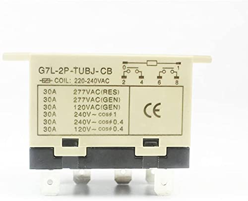 Royal Apex General Purpose Tub Relay with Test Button, Class B Insulation, QuickConnect Terminal, Upper Bracket Mounting, Double Pole TUBJ-CB (G7L-2P-TUBJ-CB (220V))