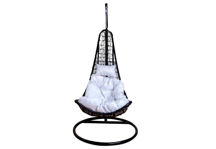 Swing Chair with Soft Cushion, Indoor/Outdoor Hanging Chair, Garden Swing Chairs, DS-197-DARK BROWN