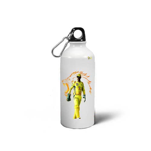 Charming Creations CSK l Mr. Cool MS Dhoni Aluminium Sport Bottle for Hiking, Travelling Bottle 600 ml Bottle??(Pack of 1, White)