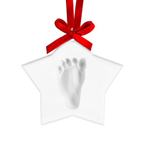 Tiny Ideas Baby's Hand or Footprint Keepsake Ornament, No Bake Easy to Make DIY Craft Kit, Star