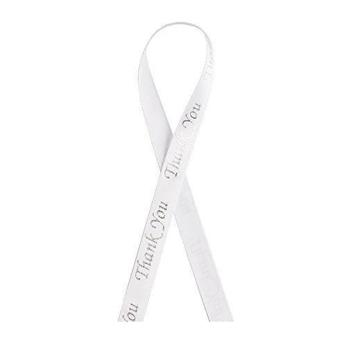 Darice 30007524 Thank You Text Ribbon, 3/8" x 5 yd, Silver