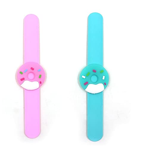 El Regalo 2 PCs Cute & Fun Donut Silicone Snap Clap Wristband Bracelet for Girls & Boys - Gift for Kids- Return Gifts- Party Favors (Randomly Selected Colors)