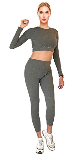 Marie Luise Workout Sets for Women 2 Piece Outfits Seamless High Waist Yoga Leggings Running Sports Crop Top Gym Set