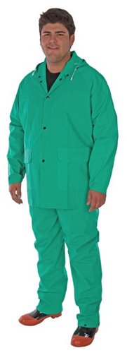 Liberty DuraWear PVC/Nylon 2-Piece Acid Protective Rainsuit, 0.40mm Thick, X-Large, Green