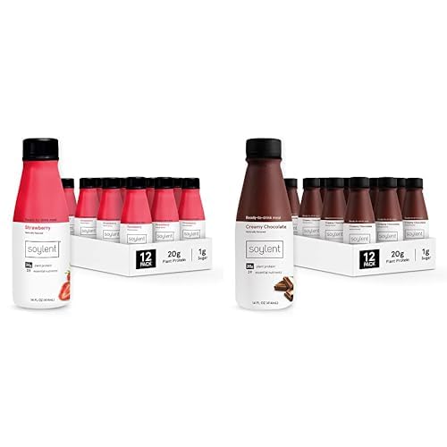 SoylentMeal Replacement Shake Bundle - Strawberry & Creamy Chocolate - Two 12 Packs of 14oz Bottles