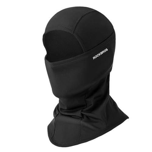 ROCKBROS Passamontagna Moto Invernale Termico con Pile Balaclava Sottocasco Caldo Multifunzionale per Ciclismo Sci Antivento Traspirante Unisex Taglia Unica Logo Riflettente Nero