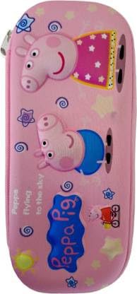 Aapeshwar 3D Embossed Peppa Piig Mini Pencil Pouch for Kids/Boys/Girls - Pink