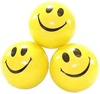 CRIYALE Plastic Medium Size Premium Pool Balls For Kids Smiley Face Stress Reliver Squeeze Soft Ball Sports Type (Pack Of 3) (3), Softball, Multicolor