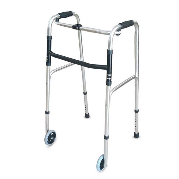 Everactiv Standard Walker with wheels | Foldable, adjustable height, lightweight and study frame, offering full support for elderly with Weight Bearing Capacity of 120 kg