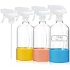 HOOPLE 3Pack Empty Glass Spray Bottles with Silicone Sleeve- Refillable 17oz Containers for Essential Oils, Plants, Cleaning Solutions, with Mist and Stream Setting Pharmaceutical Grade Glass(clear)