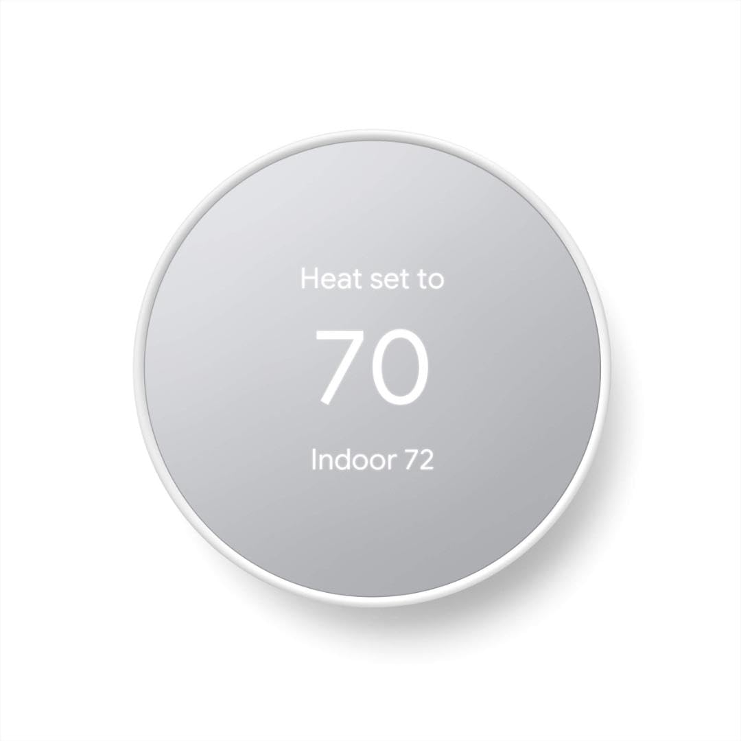 GoogleNest Thermostat - Smart Thermostat for Home - Programmable Wifi Thermostat - Snow,1.07"D x 3.31"W x 3.31"H