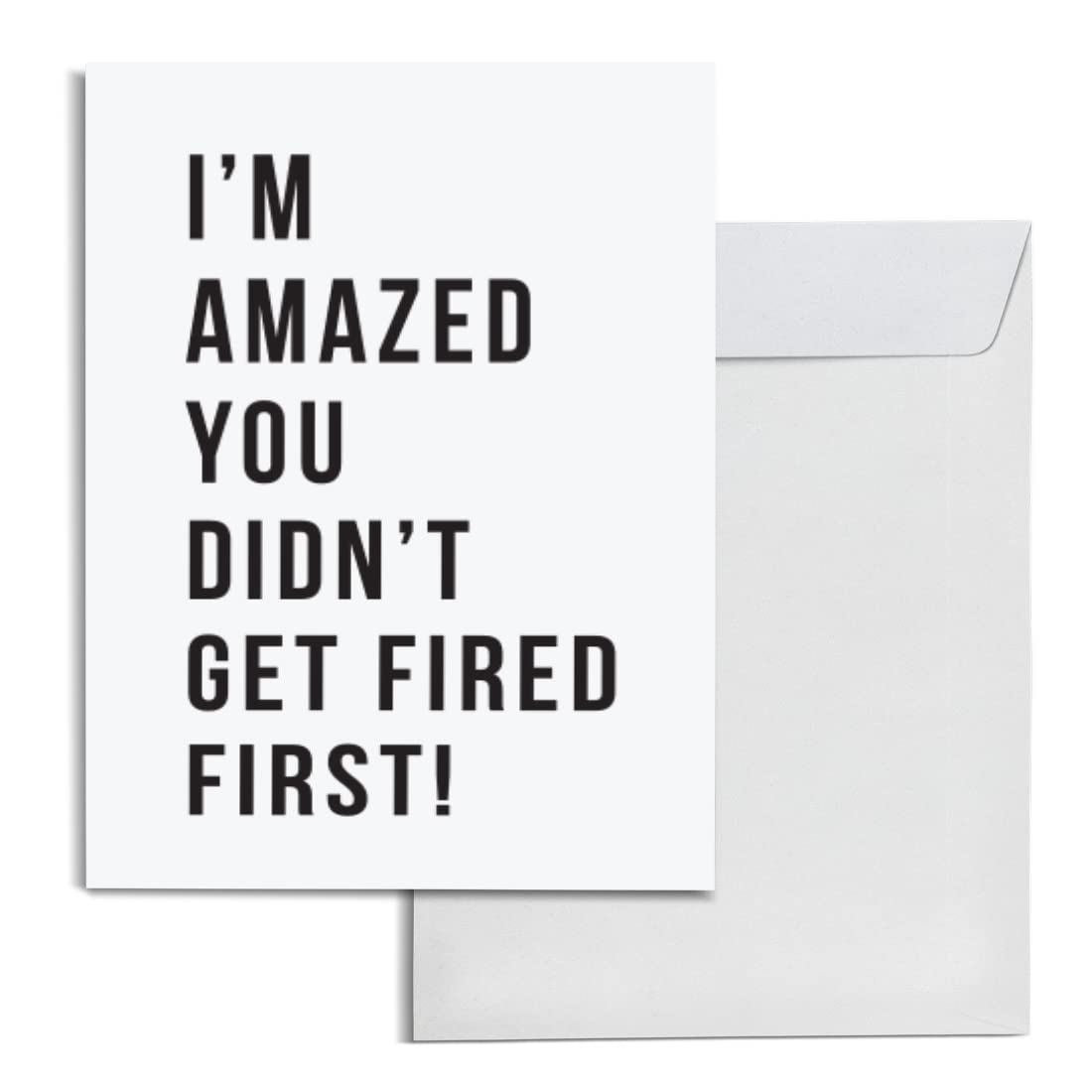 INKOLOGIEBlank Funny Jumbo Coworker Boss New Job Card Gift With Envelope, Large A4 Size 8.25x11.75-inch, Retirement Office, Didn't Get Fired First, 1-Pack