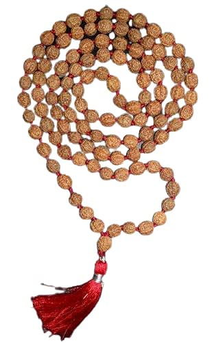 Crafty Soul Design Real 5 Mukhi Rudraksha Mala Nepal 6mm with Certified IGL Lord Shiva Rudraksha Mala Hand Knotted 108 Bead Japa Mala रुद्राक्ष माला ओरिजनल/Rudraksha Kantha Mala for Fashion Purpose