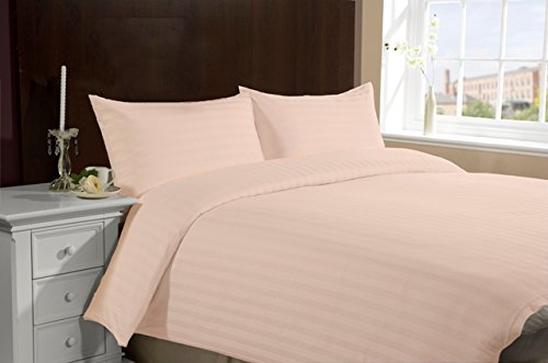 Lasin BeddingLuxury Super Soft 100% Cotton, Stripe 3pcs Duvet Cover Pillowcases Sheets Bedding Set, Twin 68" x 86", Peach