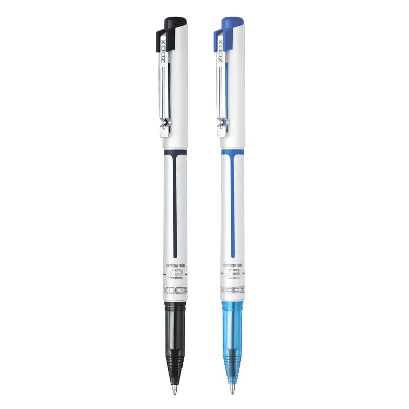 FlairZoox E7 0.7mm Roller Gel Pen | Minimalistic Design | Waterproof Ink For Smudge Free & Smooth Writing | Fitted With Jumbo Refill | Pack Of 2 - Blue & Black Ink