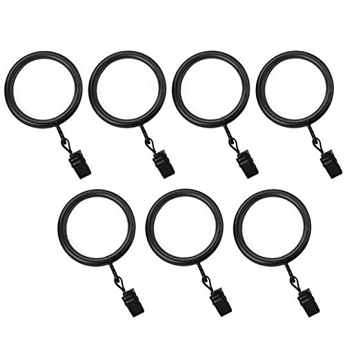 Cambria® Premier Complete Clip Rings for Curtains and Draperies, Heavy Duty Premium Curtain Clip Rings, Classic Finishing Touch for Curtain Rods and Windows, Set of 7, 1 3/4", Black