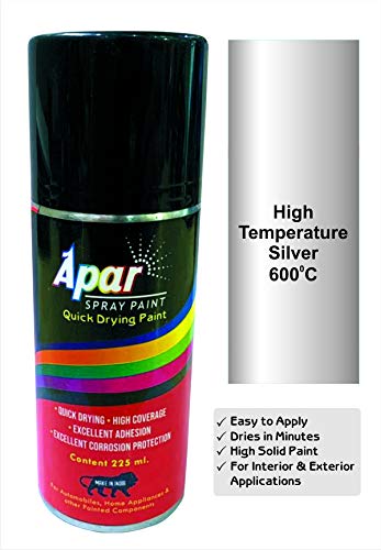 APAR Spray Paint Heat Resistance Silver (upto 600°C) -225 ml, For High Heat Surface Like silencer, boiler,chimneys etc.