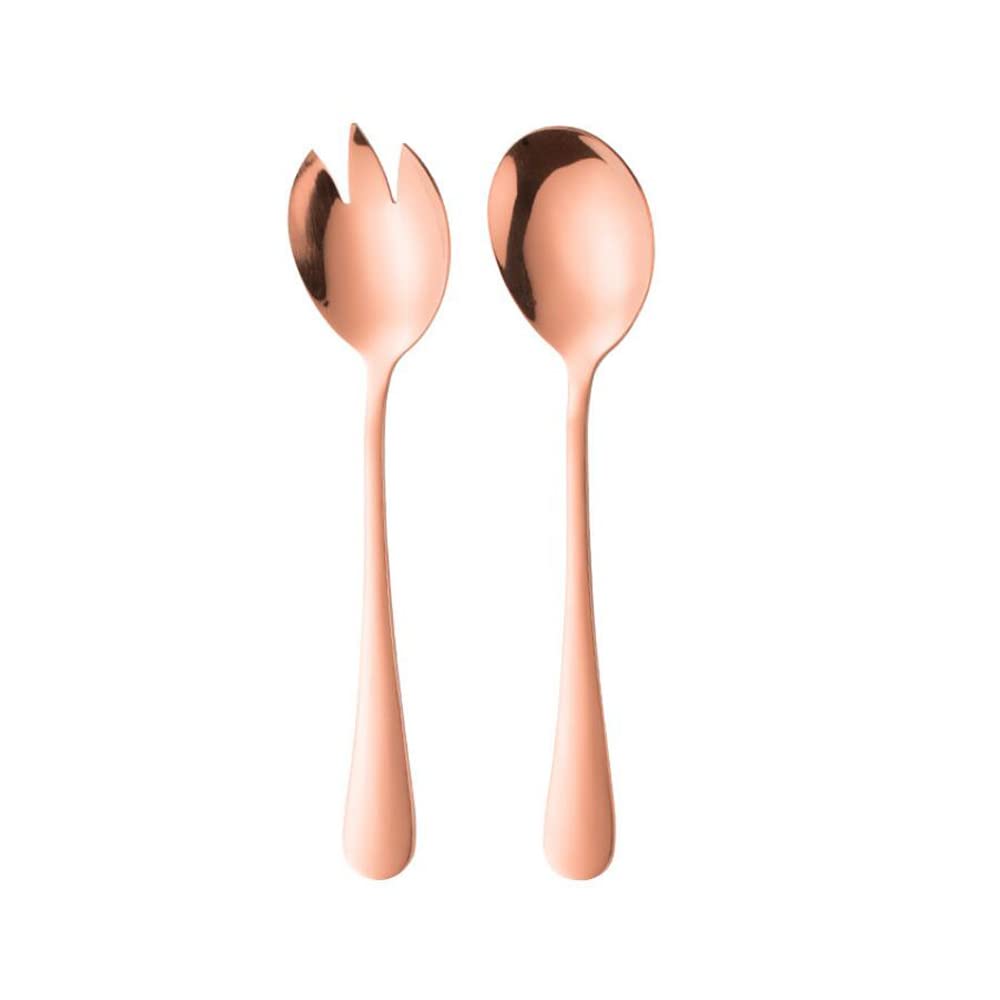 ARFUKA Salad Servers Salad Spoons and Fork Set Stainless Steel Serving Utensils for Salad Gravies or Pasta Rose Gold