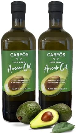 Carpos 100% Pure Avocado Oil, Kosher, Product Of Spain For Baking, High-Heat Cooking, Frying and Dressings, 2 Pack 67.6 fl oz (2 x 33.8 fl oz)…