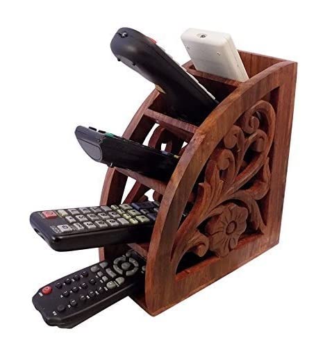 KINGSMAN STOREKINGSMAN STORE Wooden Multi Remote Control Holder/Stand/Organizer/Rack For Space Saving 5 Slot Tv Remote Control Storage Organizer