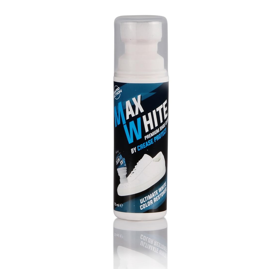 Crease Protect Max White - Premium Shoe Whitener - White Colour Restorer for Sneakers, Canvas & Leather Shoes (Pack of 1)