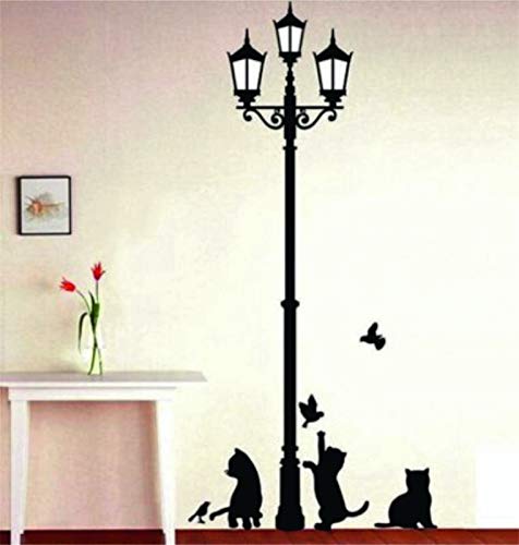 Meetcute™ Road Light Pole with Cats Cartoon Wall Sticker for badroom sizs 56 X 61 cm