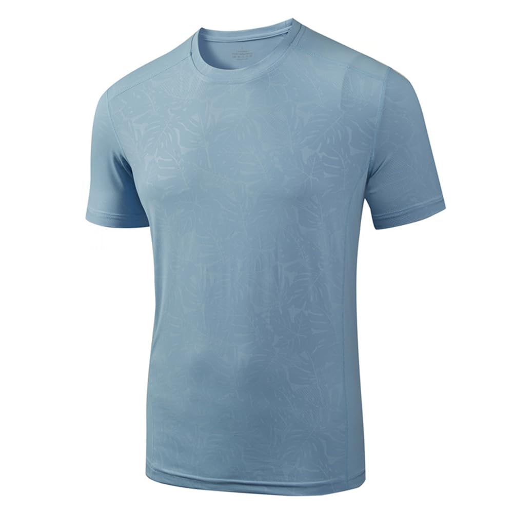 GOOSMI Men Compression Shirt Solid Color High Elasticity Fitness Shirt Quick Drying Men Sport Shirt Summer Round Neck Short Sleeve T-Shirt Breathable Men Training Shirt