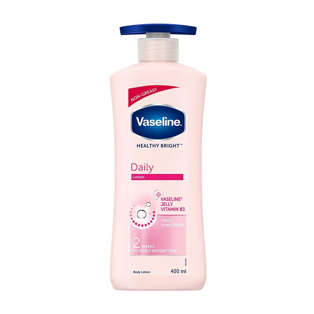 Vaseline Healthy Bright Body Lotion 400ml, Daily Brightening Body Moisturizer with Sunscreen for Dry Skin, Lotion for Non-Greasy Glowing Skin