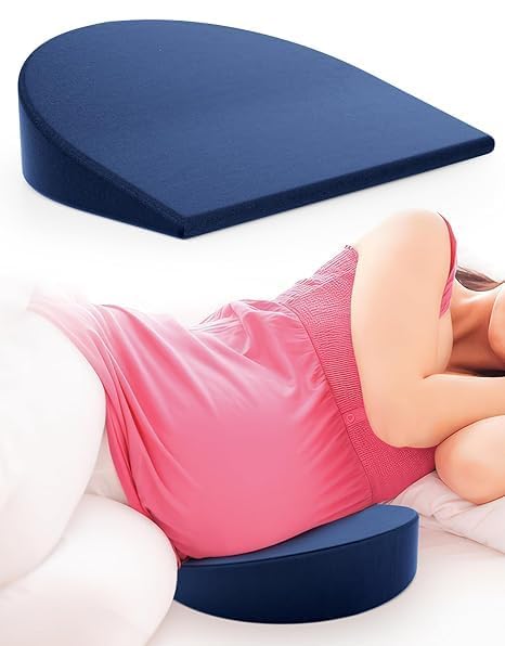 FOVERA Pregnancy Pillow for Pregnant Women | Memory Foam Maternity Pillow Wedge for Supporting Belly, Back During Pregnancy - Provides Soft-Support to The Baby Bump (Navy Blue)