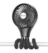 Portable Baby Stroller Fan, Auto Oscillating Battery Operated Fan, Flexible Tripod Clip On Fan wi...