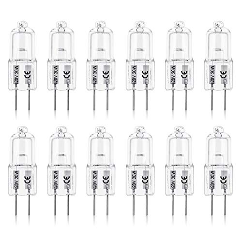 BROTOU[12 Pack] G4 Halogen Bulbs, 20W 12V 300LM 2800K Warm White 2 Pin Clear Capsule Lamp Bulbs, Dimmable [Energy Class G]