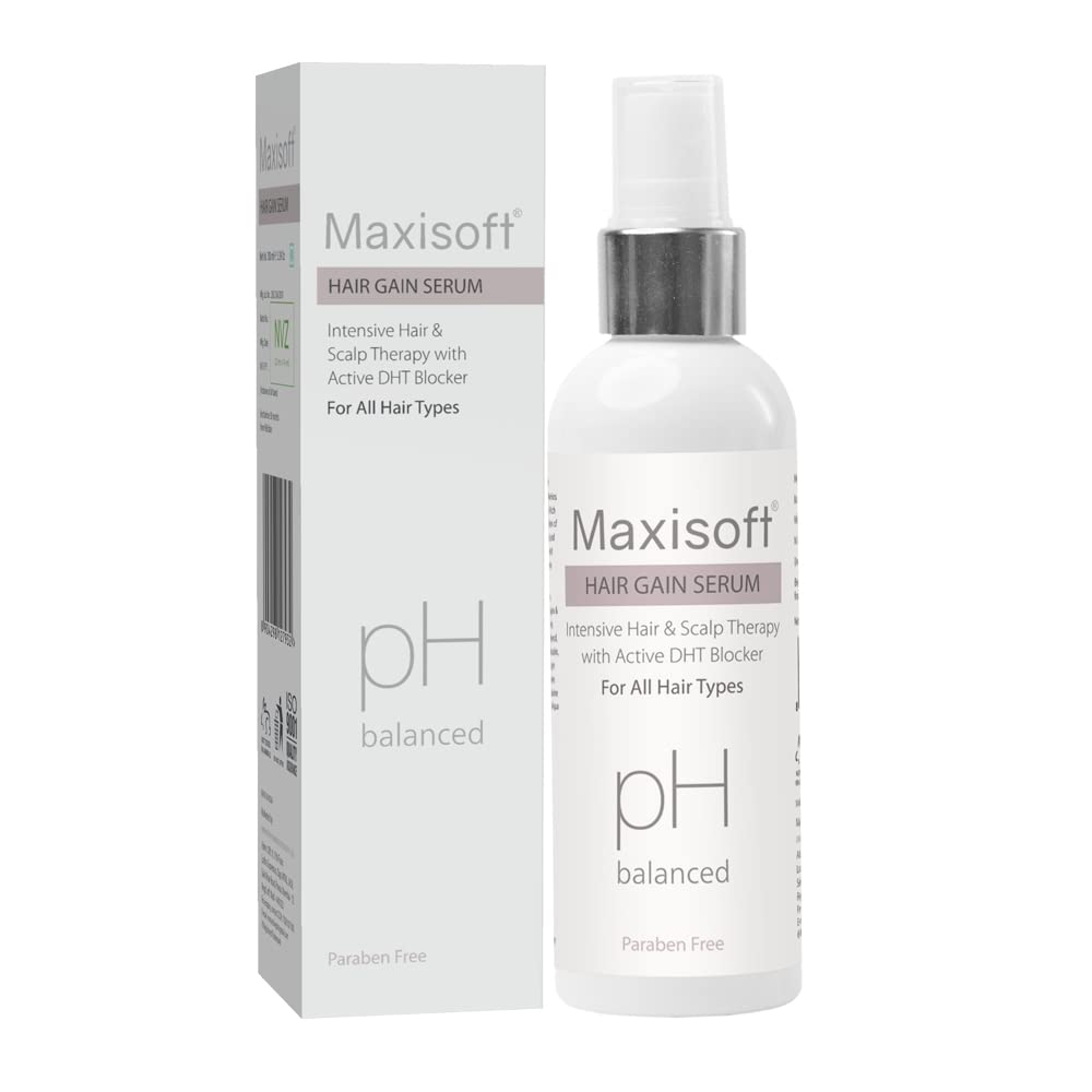 Maxisoft Hair Gain Serum 100 ml | Intensive Hair & Scalp therapy with | Active DHT Blocker | For All Hair Types | Non Sticky, Fast Absorb Formula | pH 5.5 | Paraben Free (Pack of 1 (100ml X1))