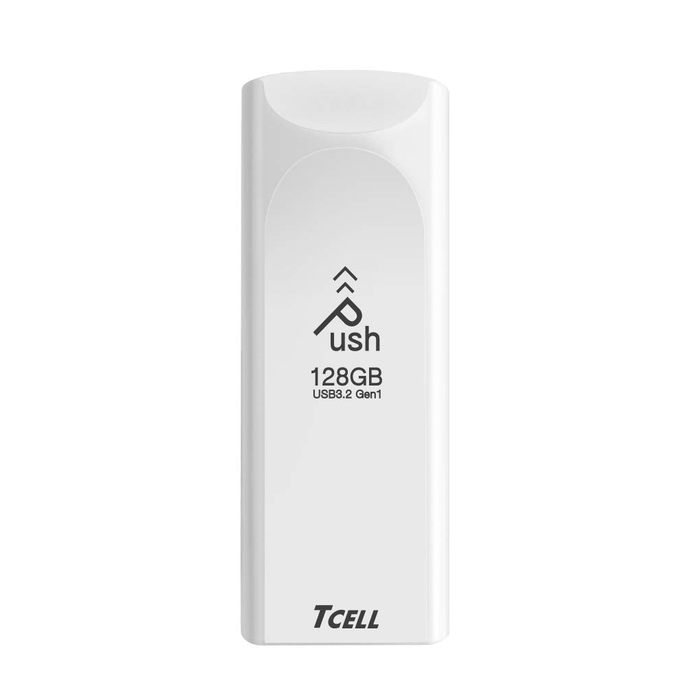 TCELL Push 128GB USB 3.2 Gen1 Flash Drive Retractable Design White