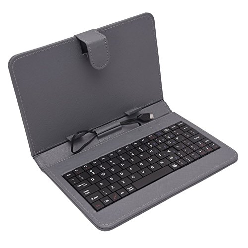 Hello Zone Exclusive 7” Inch USB Keyboard Tablet Case Cover Book Cover for Intex Ibuddy Tablet -Gray