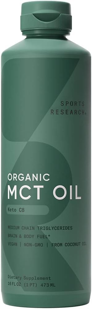 Climate Pledge FriendlySports Research Organic MCT Oil - Keto & Vegan MCTs C8, C10, C12 from Coconuts - Fatty Acid Brain & Body Fuel, Flavorless, Non-GMO & Gluten Free - Perfect in Coffee, Tea & Protein Shakes - 16 oz  Sports Research Organic MCT Oil - Vegan & Keto C8, MCTs from Coconuts - Fatty Acid Brain & Body Fuel, Non-GMO & Gluten Free - Flavorless Oil, Perfect in Coffee, Tea & Protein Shakes - 16 oz  Sports Research Elderberry Gummies Concentrate with Vitamin C, Zinc & Probiotics for Immune Support & Gut Health | USDA Organic, Vegan Certified & Non-GMO Verified (120 Gummies)  Sports Research® Organic Collagen Powder - Hydrolyzed Type I & III Collagen Protein - USDA Organic, Gluten Free, Sustainably Sourced - Dark Chocolate - 30 Servings