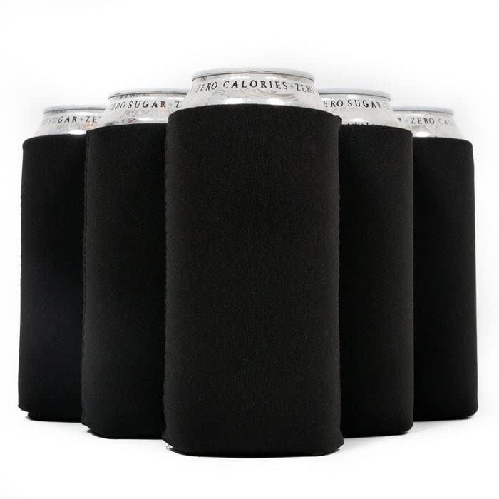 QualityPerfection Can Cooler Sleeves, 16 oz Neoprene Blank Beer Coolers (Pack of 6) Thick Fabric Tall Beer Collapsible Drink Coolies, Thermocoolers 16 ounce Tall Boy (Black)