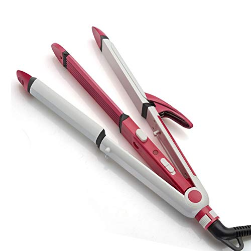 Cospex Professional 3 in 1 Iron Barrel Hair Straightener/Curler/Crimper Rollers Combo Hair Straightener (Pink, White)