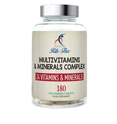 Multivitamins & Minerals Complex, 180 Vegetarian Tablets 6 Months Supply, 24 Essential Vitamins & Minerals Supplement by Rite-Flex