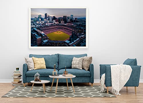 VERRE ART White Floater Framed Canvas - Wall Decor for Living Room, Bedroom, Office, Hotels, Drawing Room (60in x 45in) - Aerial Of Coors Field